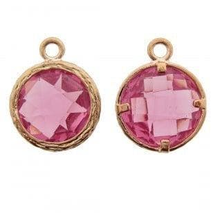 Bedel metaal cubic zirconia roze rosé goud 13x17mm (Bedels), Ophalen of Verzenden, Nieuw, Bedel
