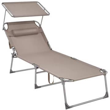 Grote Opvouwbare Ligstoel met Zonnescherm 71 cm, Verzenden, Nieuw