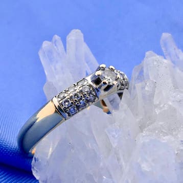 Gouden (trouw)ring met diamanten; 0,29 ct., 18 tot 19, Gebruikt, Overige kleuren, Ophalen of Verzenden