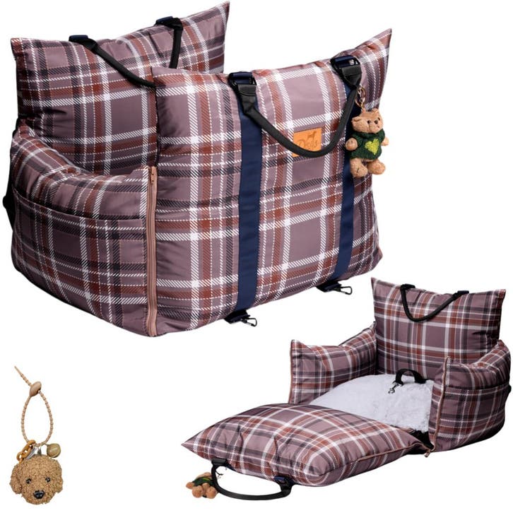 Luxe Honden autostoel Royal+ Brown Check Waterproof Limit..., Dieren en Toebehoren, Honden-accessoires, Nieuw, Ophalen of Verzenden
