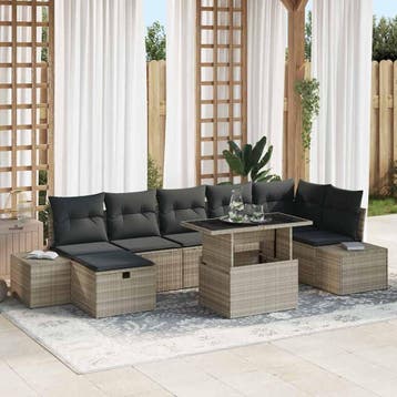 vidaXL Tuin Sofa Set 8 st poly rattan, Verzenden, Nieuw, 8 zitplaatsen