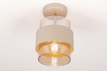 Rietveld Plafondlampen - Beige, Zand - Glas, Metaal, Verzenden, Nieuw