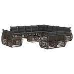 vidaXL Tuinbankenset 14 pcs Grijs en Donkergrijs poly rattan, Verzenden, Nieuw, 4 zitplaatsen