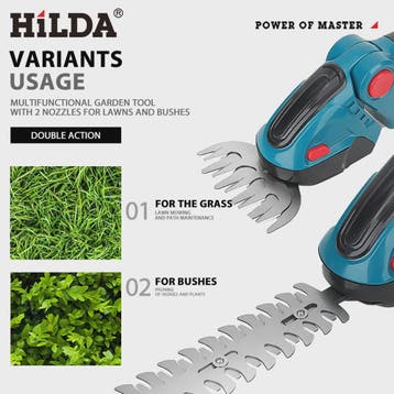 HILDA 2-in-1 Snoeischaar & Grasmaaier - Draadloos, Makita 18, Verzenden, Nieuw