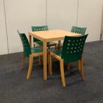 Complete set tafel + 4 stuks stoelen, beuken - groen, Ophalen of Verzenden, Gebruikt, Bureau
