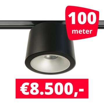 *TIP* LED RAILVERLICHTING CAN ZWART 100 SPOTS 3000K + 100M, Ophalen of Verzenden