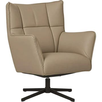 Leren draaifauteuil Lovely - Toledo Mocca (taupe/bruin), Nieuw, Ophalen of Verzenden, 75 tot 100 cm, Eigentijds, Modern, Retro, Vintage