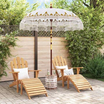 vidaXL Balinese parasol met basis Crèmekleurig Ø 180-190 cm, Verzenden, Nieuw