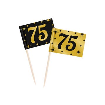 Prikkers 75 Jaar Goud/Zwart, Verzenden, Nieuw, Feestartikel