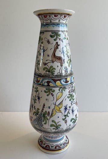 Berardos – Large Hand-Painted Portuguese Faience Vase –
