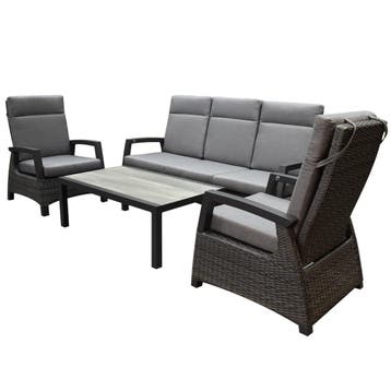 Dallas stoel bank loungeset 4 delig verstelbaar antraciet, Tuin en Terras, Ophalen of Verzenden, Nieuw