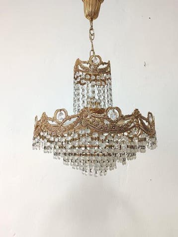 Plafondlamp - Hollywood Regency kristallen kroonluchter –