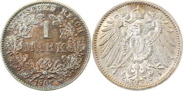 Duitsland 1 Mark 1907 G vz/st Wertseite: leichte goudene..., Verzenden