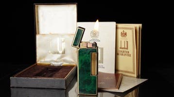 Dunill - Rare Lacquer Marble Green Pattern Rollagas Lighter, Nieuw