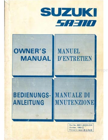 1983 SUZUKI SWIFT INSTRUCTIEBOEKJE