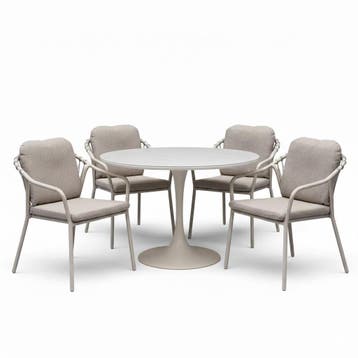 Sandora Flair dining tuinset 5-delig latte 120xH75cm, Ophalen of Verzenden, Nieuw