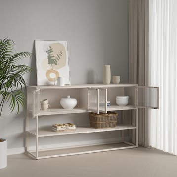 Sideboard Säkylä 150x38x90 cm camel [en.casa], Verzenden, Nieuw