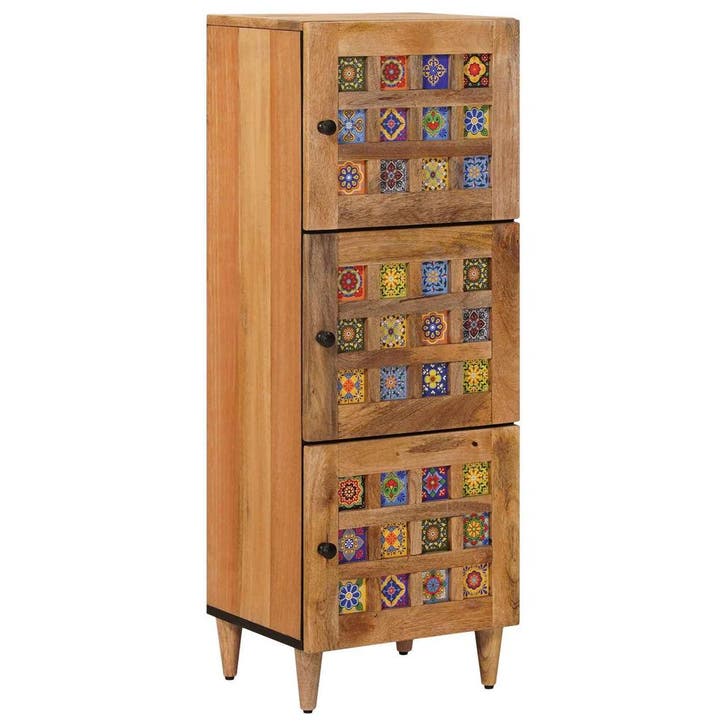 vidaXL Hoge kast Naturel 40 x 33 x 110 cm Massief Mango Hout, Huis en Inrichting, Woonaccessoires | Cd- en Dvd-rekken, Nieuw, Verzenden