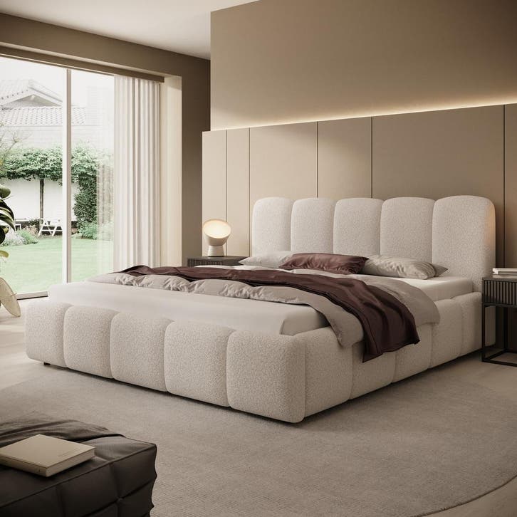 Tweepersoonsbed 180x200 teddystof beige | nieuw | bezorging, Huis en Inrichting, Slaapkamer | Bedden, 180 cm, 200 cm, Beige, Nieuw