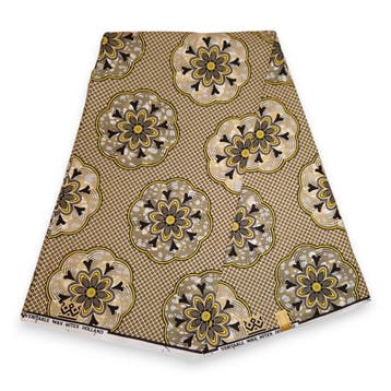 Afrikaanse stof - Beige Shapes - 100% katoen - 1 yard, Ophalen of Verzenden, Nieuw