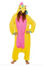 Onesie Gele Eenhoorn Pak L-XL Eenhoornpak Unicorn Kostuum Ge, Maat 52/54 (L), Carnaval, Nieuw, Ophalen of Verzenden