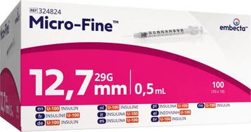 BD Micro-Fine Insulinespuit 0,5 ml U100 met Naald 29G x 12,7, Verzenden, Nieuw