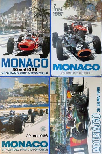 Michael Turner - 4 MONACO F1 COLLECTION, Antiek en Kunst