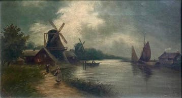 English School (XX) - A Dutch Canal Scene.