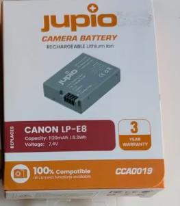 Canon camera accu LP-E8  (Jupio, nieuw), Audio, Tv en Foto, Accu's en Batterijen, Nieuw, Ophalen of Verzenden