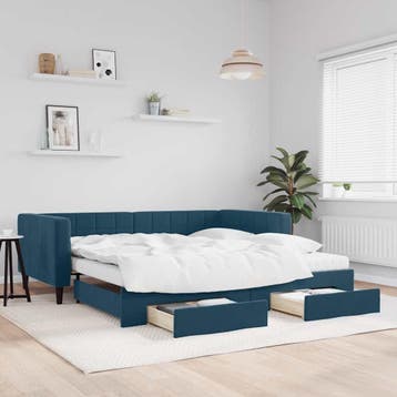 vidaXL Slaapbank met onderschuifbed en lades 100x200 cm, 100 cm, Eenpersoons, Nieuw, 200 cm