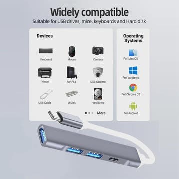 USB C Hub 3.0 & 2.0 Poorten, Type-C Docking Station met 5Gbp, Verzenden, Nieuw