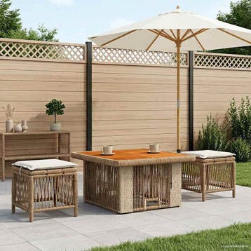 vidaXL Tuin eettafelset 3 st Beige en Crème poly rattan, Verzenden, Nieuw, 3 zitplaatsen