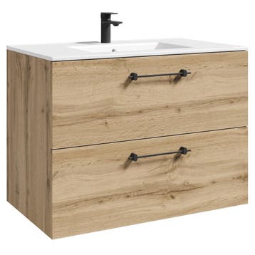 Badplaats Badkamermeubel Muro 80 cm - Eiken - Badmeubel, Huis en Inrichting, Verzenden, Nieuw, Wastafelkast