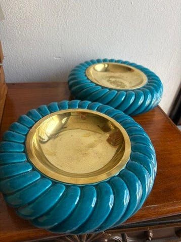 Tommaso Barbi - Tafelmiddenstuk - Majolica, Verguld messing