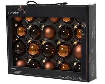 Kerstballen Glas Espresso 7 cm Set van 21, Ophalen of Verzenden, Nieuw