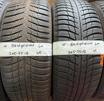2x 205-55-16 Bridgestone Winter 2x 6mm €45 PerBand 205 55 16, Ophalen, Gebruikt, 16 inch, Band(en)