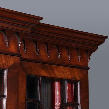 Kleine mahonie break front met 8 deuren en 6 laden ca 1920 N, Antiek en Kunst, Ophalen of Verzenden