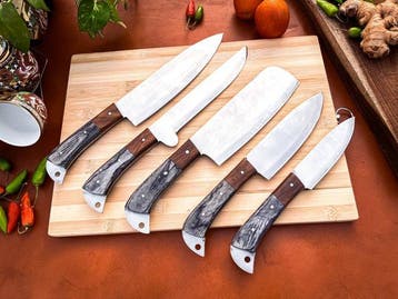 Keukenmes - Kitchen knife set - 751 - Staal, Hout,
