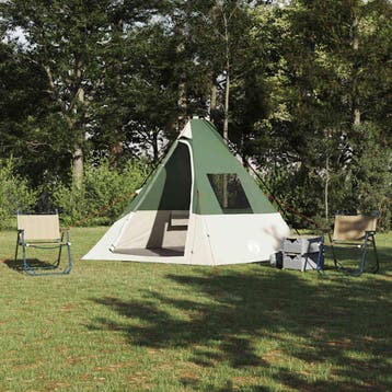vidaXL Tipi Tent 6-persoons Waterdicht Groen taft, Verzenden, Nieuw, Tot en met 2