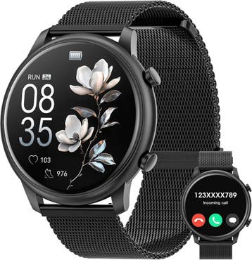 Dames Horloge Smart | Android & iOS | 64% Voordeel, Zwart, Ophalen of Verzenden, Zo goed als nieuw, Stappen