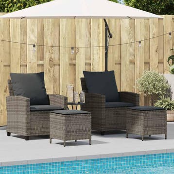 vidaXL 4-delige tuinbankset met kussens, grijs polyrotan, Verzenden, Nieuw