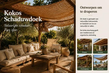 Kokos Schaduwdoeken 2e kansjes, Tuin en Terras, Ophalen of Verzenden, Nieuw