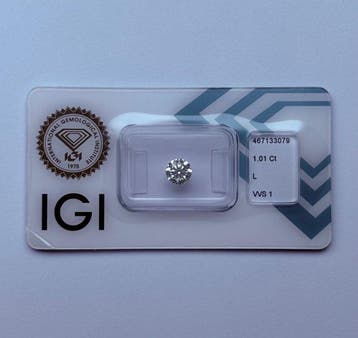 1 pcs Diamant (Natuurlijk) - 1.01 ct - Rond - L - VVS1 -, Nieuw