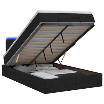 vidaXL Ottoman Bed met Matrassen en LED Zwart 120 x 190 cm, Huis en Inrichting, Slaapkamer | Bedden, Verzenden, Nieuw, Zwart