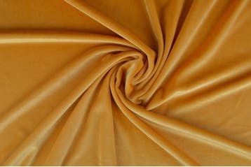 10 meter stretch fluweel - Okergeel, Hobby en Vrije tijd, Stoffen en Lappen, 120 cm of meer, Geel, Ophalen of Verzenden, Polyester