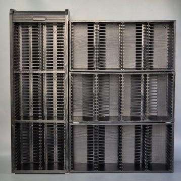 CD Regal Set 4-teilig Schwarz – Schrank mit Rollladen &