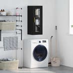 vidaXL Wandkast Zwart Eiken 34,5 x 34 x 90 cm Geengineerd, Huis en Inrichting, Kasten | Buffetkasten, Minder dan 50 cm, Verzenden