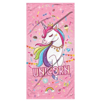 Strandlaken Unicorn 75x150 cm, Verzenden, Nieuw, Roze