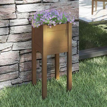 vidaXL Plantenbak 31x31x70 cm massief grenenhout honingbruin, Verzenden, Minder dan 60 cm, Nieuw, 60 cm of meer