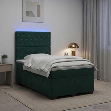 vidaXL Boxspringbed met matras Donkergroen 120 x 190 cm, Verzenden, Nieuw, Groen, Stof